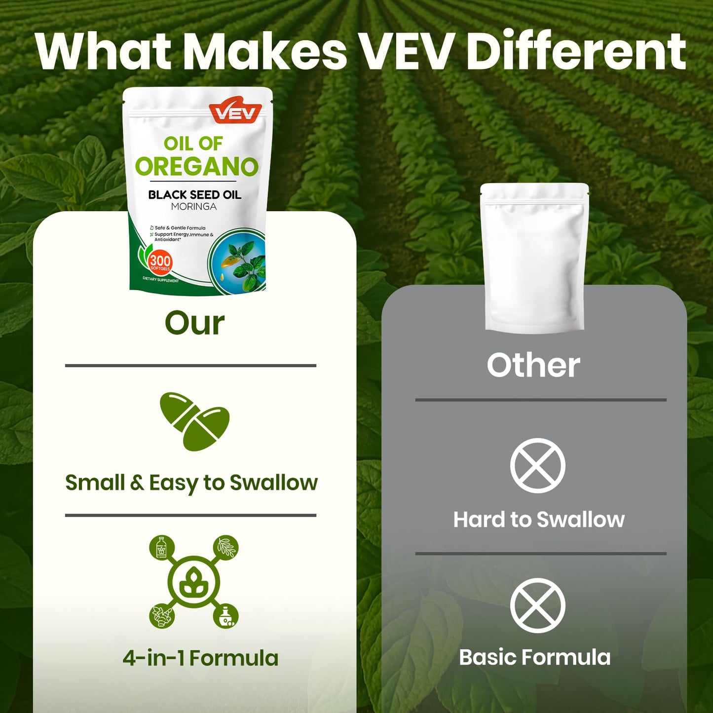 VEV Oil of Oregano with Black Seed Oil & Moringa, Organic, 300 Softgels, Aceite de Orégano, Carvacrol-Rich, Opaque Airtight Packaging - PrimeBioHealth - canada supplements