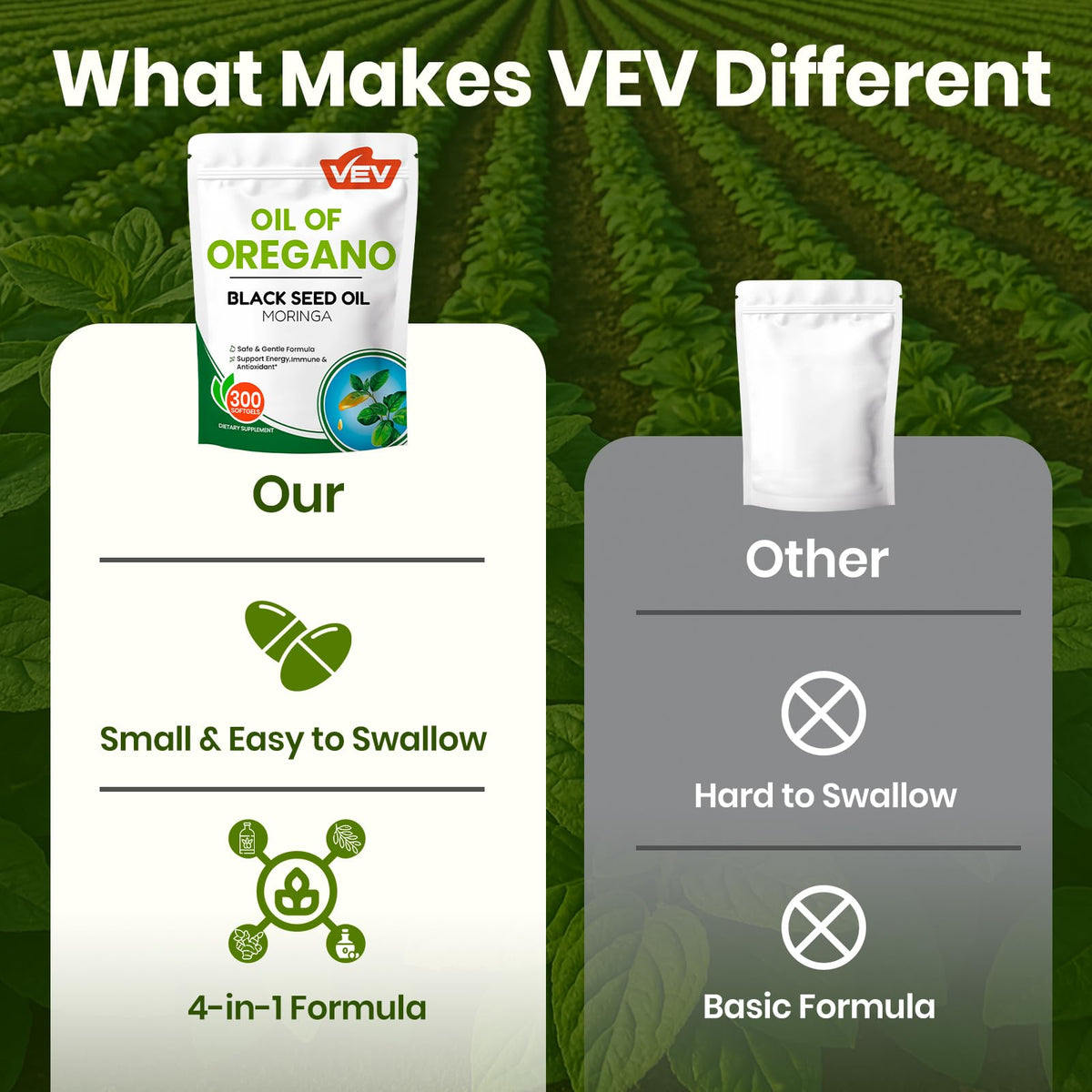 VEV Oil of Oregano with Black Seed Oil & Moringa, Organic, 300 Softgels, Aceite de Orégano, Carvacrol-Rich, Opaque Airtight Packaging - PrimeBioHealth - canada supplements