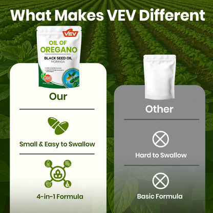 VEV Oil of Oregano with Black Seed Oil & Moringa, Organic, 300 Softgels, Aceite de Orégano, Carvacrol-Rich, Opaque Airtight Packaging - PrimeBioHealth - canada supplements