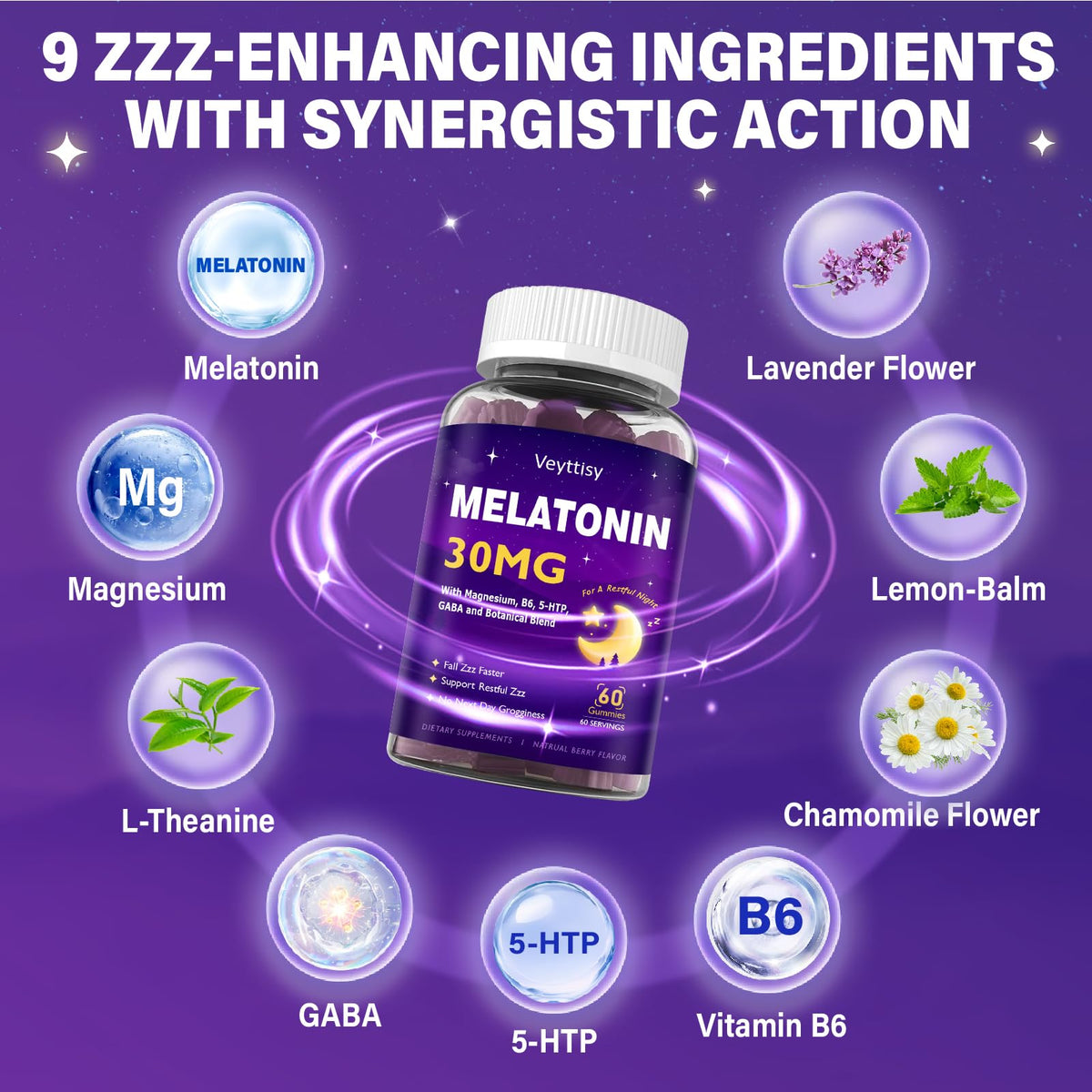 Veyttisy Melatonin 30mg Gummies for Adults - Sugar Free Melatonin Gummies Maximum Strength with Magnesium, B6, GABA & Botanical Blend - Non-Habit Forming,Vegan - PrimeBioHealth - canada supplements