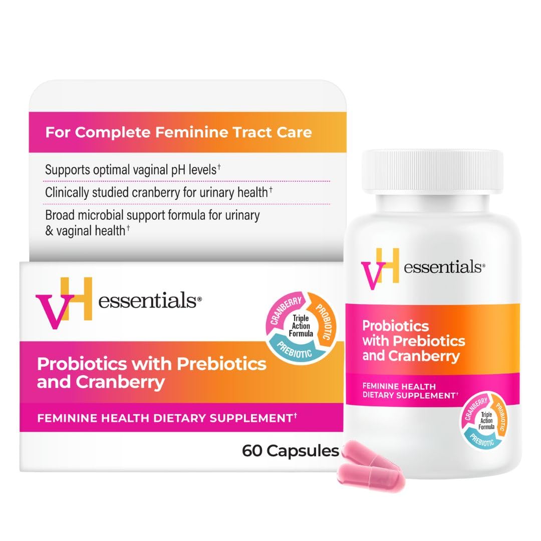 vH essentials Probiotics with Prebiotics and Cranberry Feminine Health Supplement - 60 Capsules - PrimeBioHealth - canada supplements