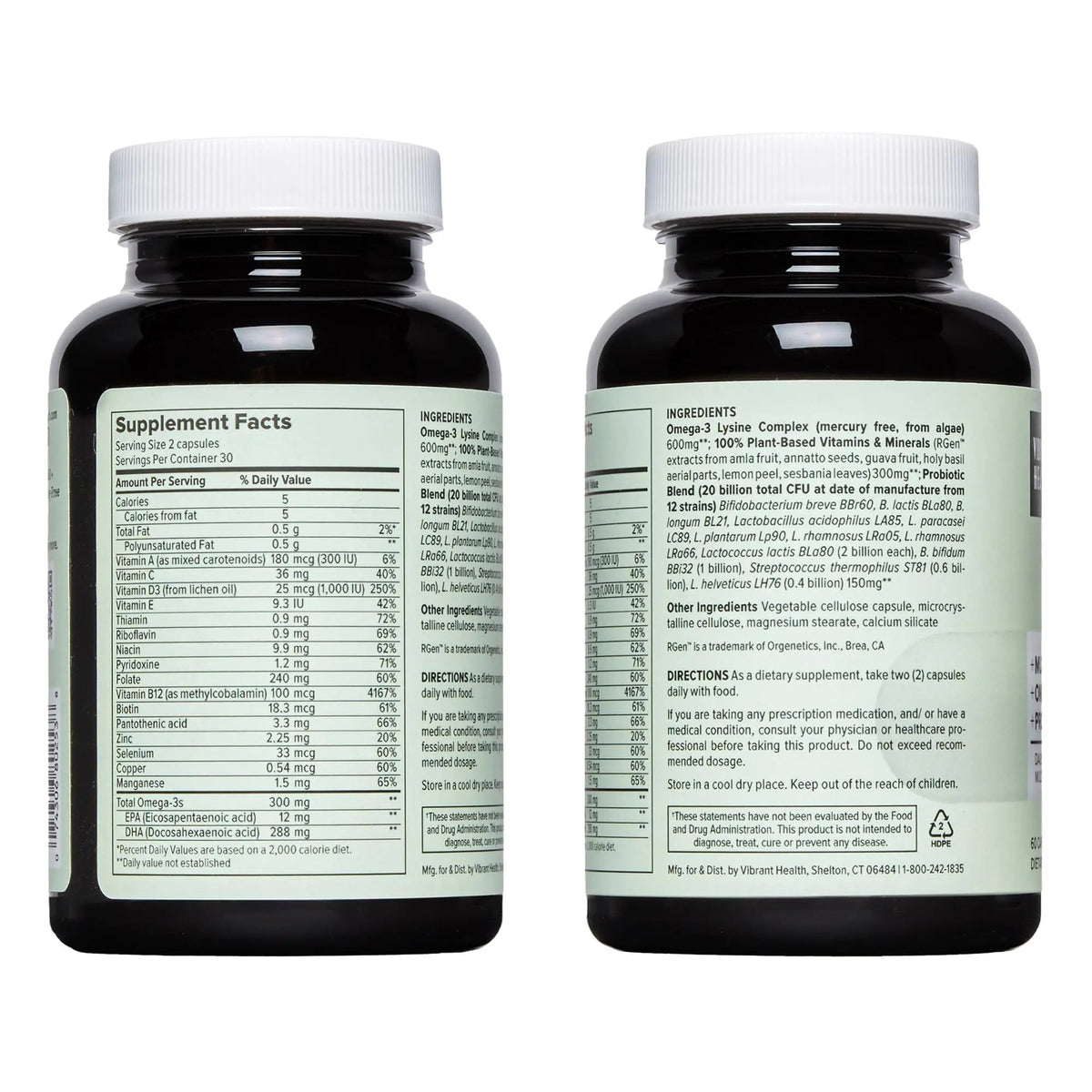 Vibrant Health, Trilogy Vegan, Probiotic Multivitamin with an Essential Blend of Omega-3 from Vegan Algal Oil, Vitamin A, B12, C, D3, E - PrimeBioHealth - canada supplements