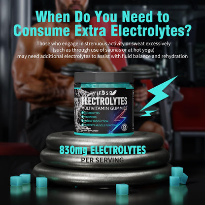 VIFSSG Electrolytes Gummies No Sugar, 120 Chewable Electrolyte Gummies with 6 Electrolytes for Runners and Endurance Sports, Refreshing Blue Raspberry, Hydration Electrolyte Chews, 1 Pack - PrimeBioHealth - canada supplements