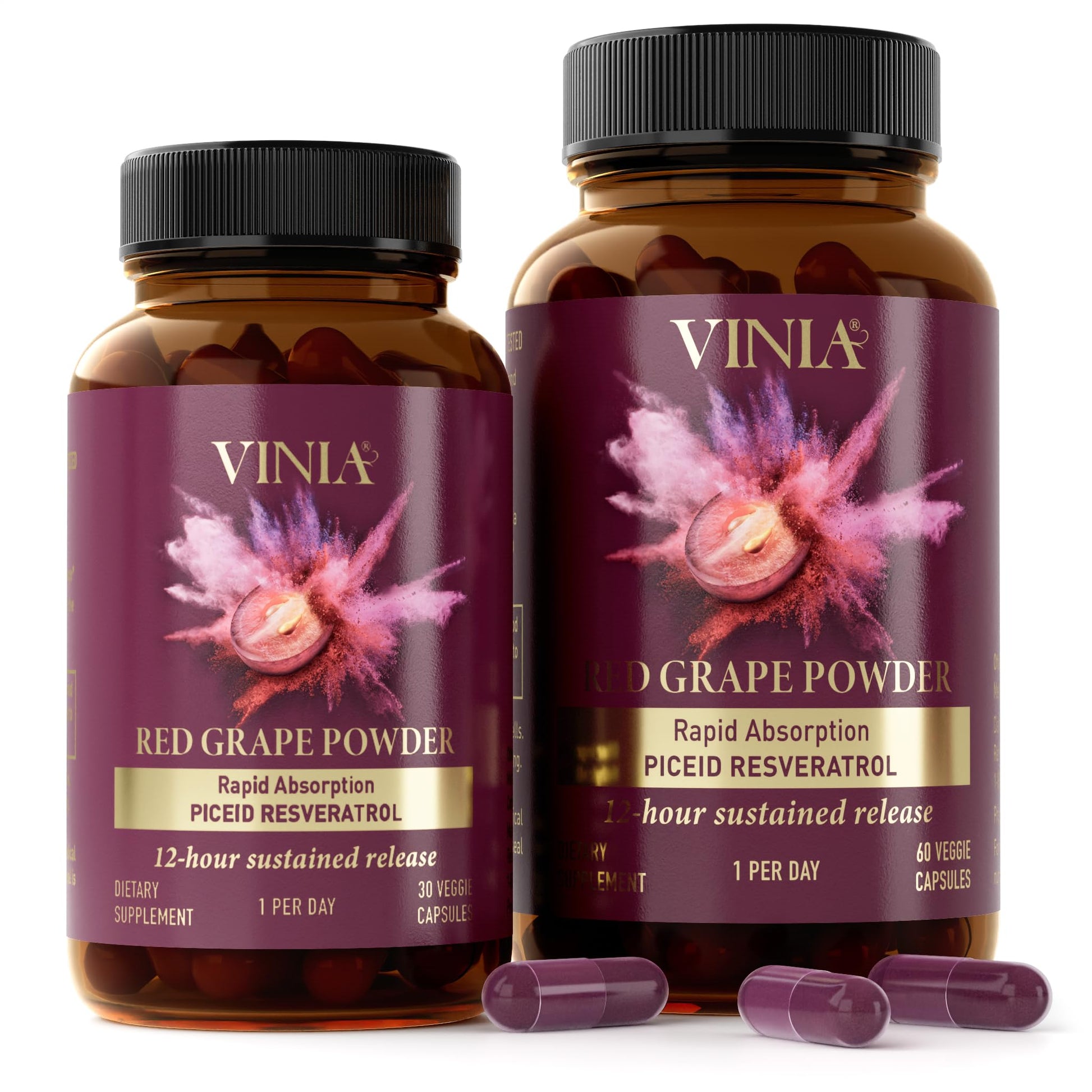 VINIA Piceid Resveratrol Supplement Capsules. Increases Blood Flow and Nitric Oxide. Blood Pressure and Heart Health Support - PrimeBioHealth - canada supplements