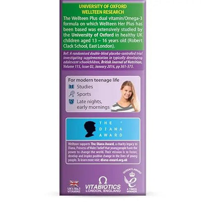 Vitabiotics Wellteen Her Plus Omega-3 - Advanced Nutritional Support for Teenagers and Young Women Ages 13-19 - PrimeBioHealth - canada supplements