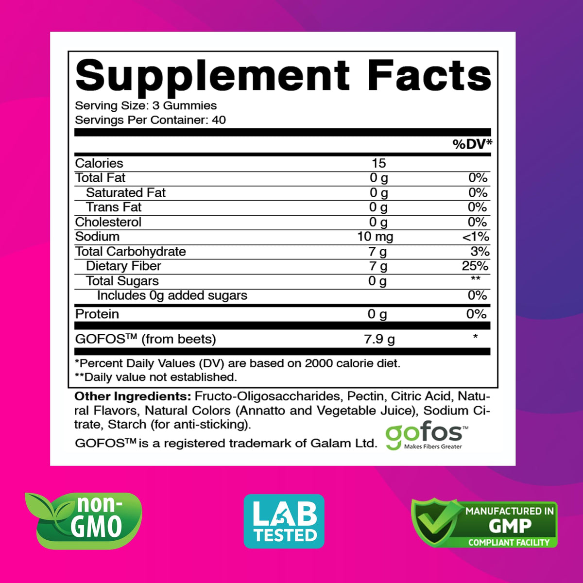 Vitabod Fiber Gummies 7G Per Serving for Digestive Health & Regularity, Prebiotic GOFOS™ Plant-Based Fiber, No Sugar Added, Vegan, Berry Peach Strawberry, 120 Gummies (Adults, Women & Men) - PrimeBioHealth - canada supplements