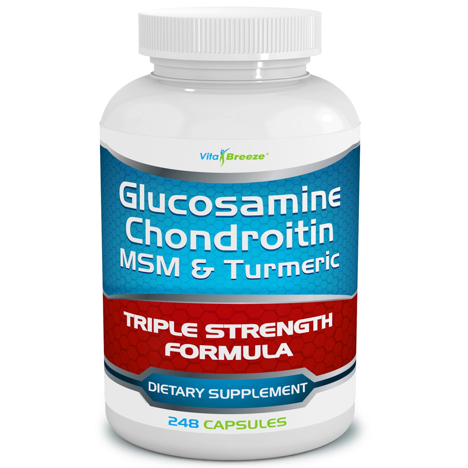 VitaBreeze Glucosamine Chondroitin, MSM & Turmeric Dietary Supplement - 248 Capsules - PrimeBioHealth - canada supplements