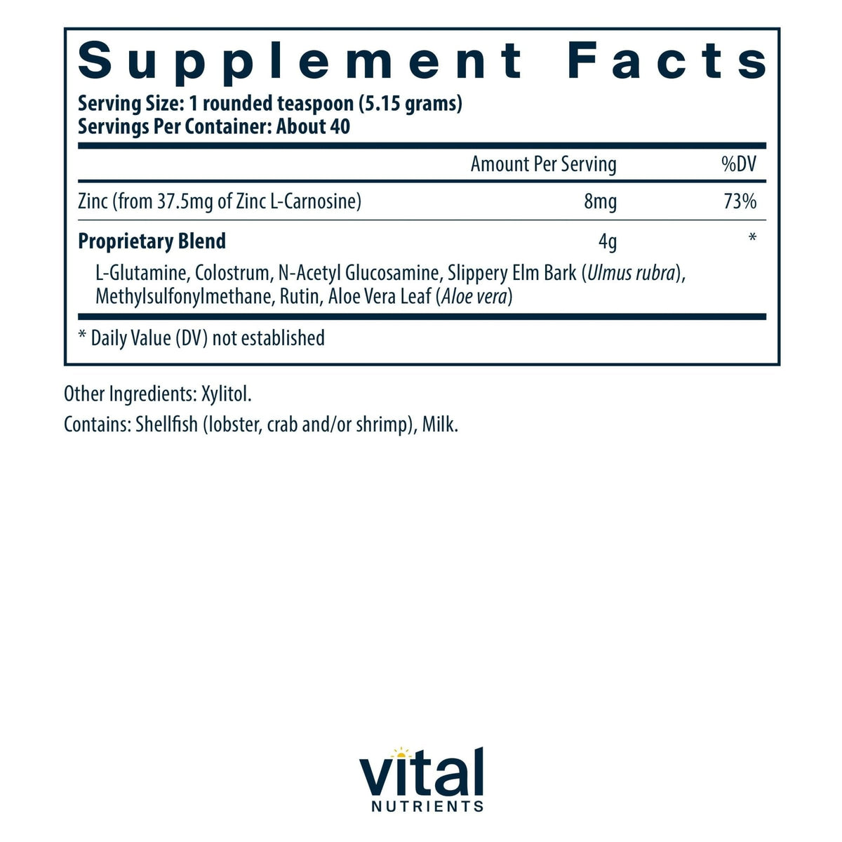 Vital Nutrients GI Repair Powder - Leaky Gut Powder with L Glutamine and Zinc - Digestive Enzyme Supplement to Support Gut Health - PrimeBioHealth - canada supplements
