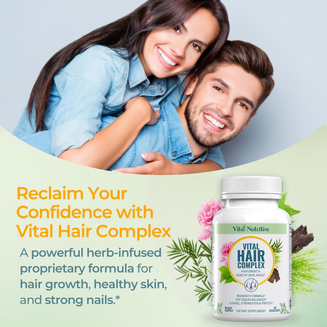 VITAL NUTRITIVE Vital Hair Complex – Biotin & Vitamin B Hair Vitamins for Women & Men – Supports Healthy Hair, Skin & Nails – Hormone-Free, Gluten-Free - PrimeBioHealth - canada supplements
