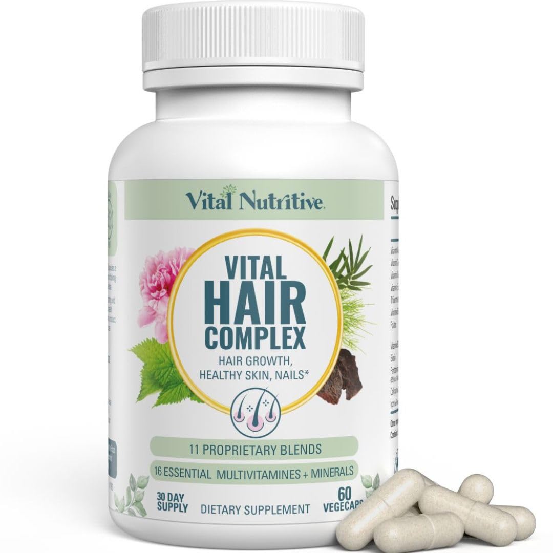 VITAL NUTRITIVE Vital Hair Complex – Biotin & Vitamin B Hair Vitamins for Women & Men – Supports Healthy Hair, Skin & Nails – Hormone-Free, Gluten-Free - PrimeBioHealth - canada supplements
