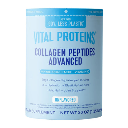Vital Proteins Collagen Peptides Powder Advanced with Hyaluronic Acid & Vitamin C, 20oz Collagen Protein, Unflavored, 27 Servings - PrimeBioHealth - canada supplements