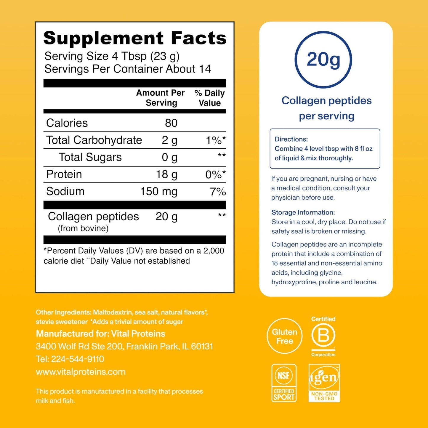 Vital Proteins Collagen Peptides Powder Vanilla - Supports Hair, Skin, Nails, Bones, Joints, Powder for Women - PrimeBioHealth - canada supplements