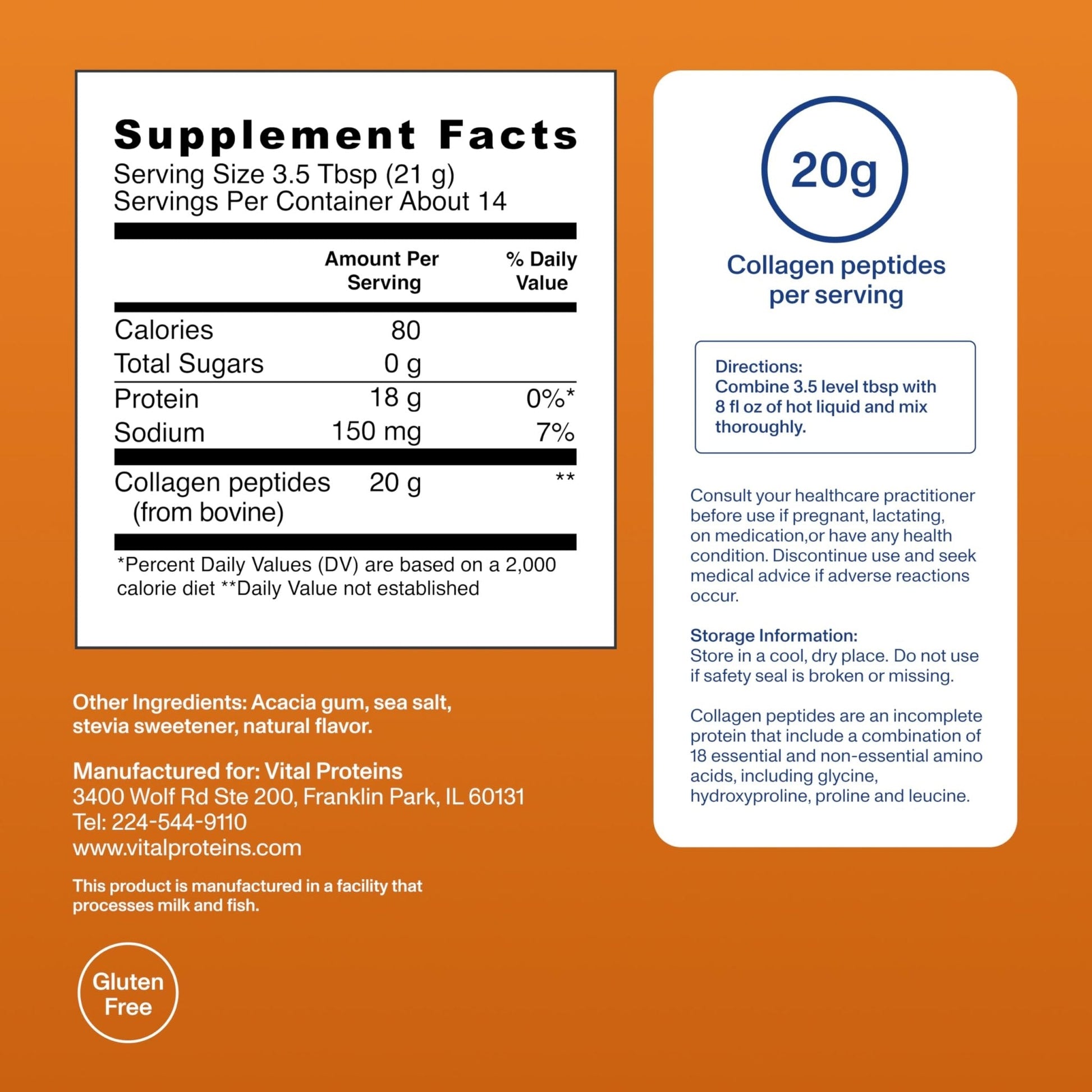 Vital Proteins® Pumpkin Spice Collagen Peptides, 20g Collagen Peptides, Healthy Hair, Skin, Nails & Joints - PrimeBioHealth - canada supplements
