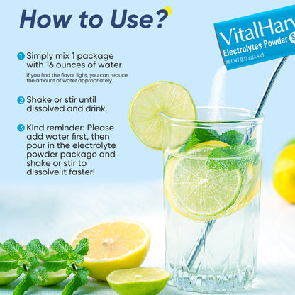 VitalHarvest 36 Sticks Electrolytes Powder Packets 6 Flavors Sugar Free Hydration Packets Electrolyte Liquid Daily IV Drink Mix with Lemon Lime, Watermelon, Orange - PrimeBioHealth - canada supplements