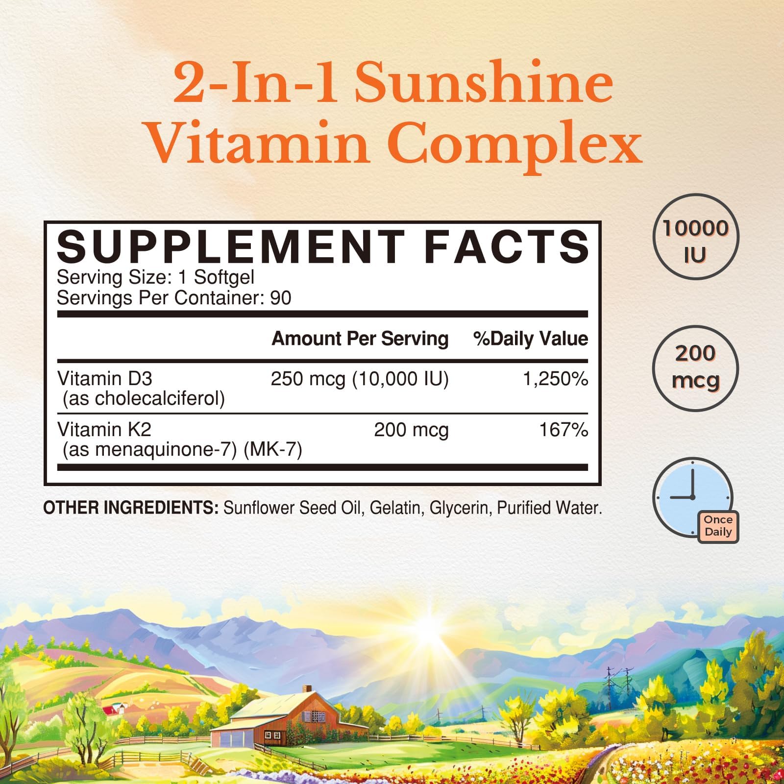 Vitalitown Vitamin D3 K2 Supplement, Vitamin D3 10000 IU Vitamin K2 (MK7) 200 mcg, 90 Softgels, Non-GMO, No Gluten & Soy - PrimeBioHealth - canada supplements