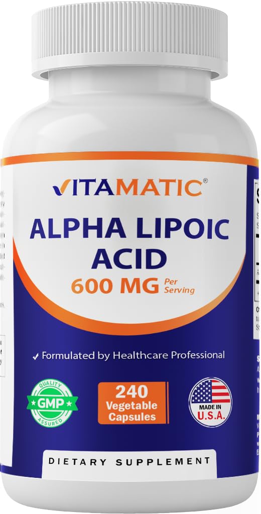 Vitamatic Alpha Lipoic Acid (ALA) 600mg Per Serving - 240 Vegetable Capsules - 120 Servings - Non-GMO & Gluten Free - PrimeBioHealth - canada supplements