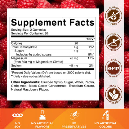 Vitamatic Magnesium Gummies 600mg per Serving – 60 Vegan Count for Relaxation, Muscle, Bone, and Energy Support - PrimeBioHealth - canada supplements