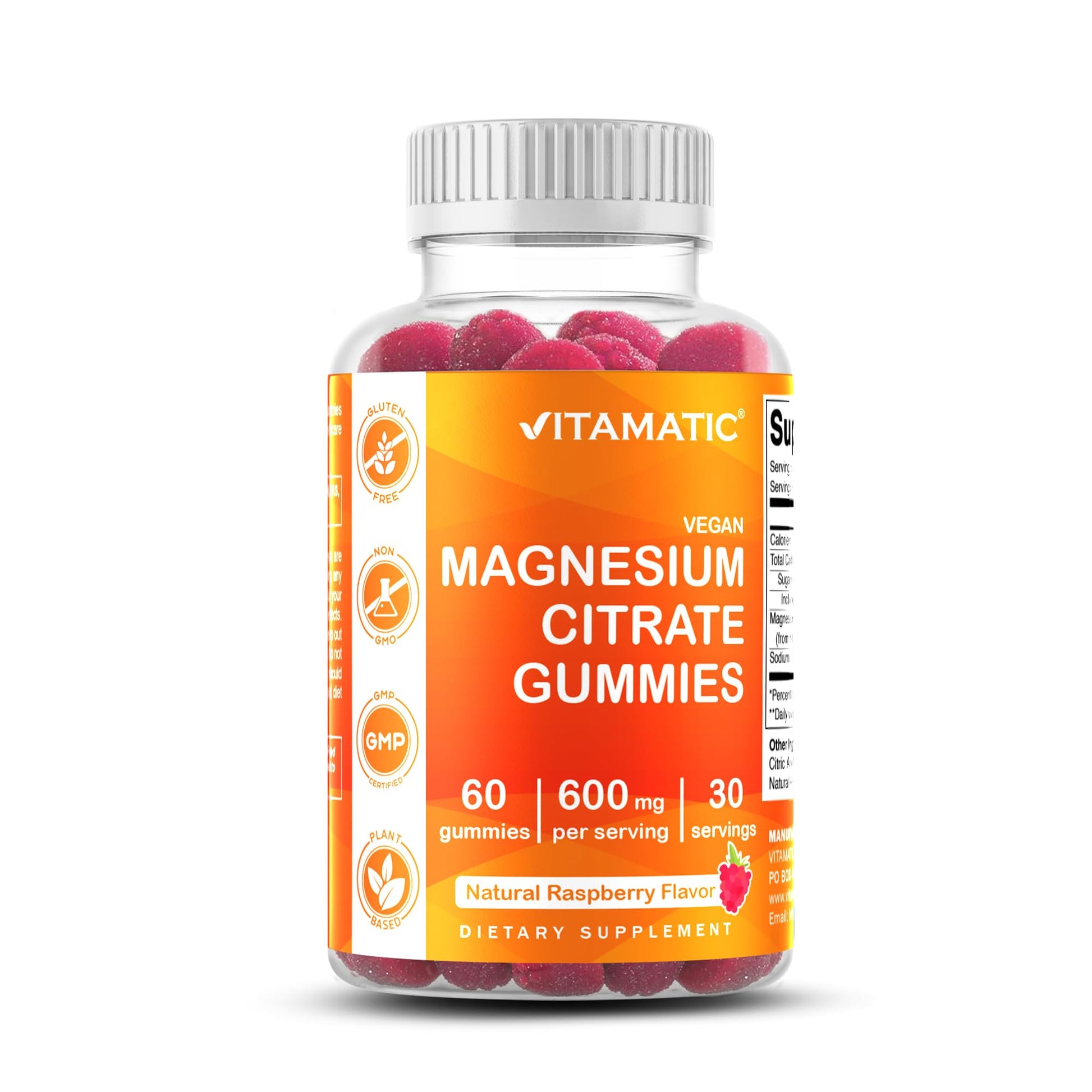 Vitamatic Magnesium Gummies 600mg per Serving – 60 Vegan Count for Relaxation, Muscle, Bone, and Energy Support - PrimeBioHealth - canada supplements