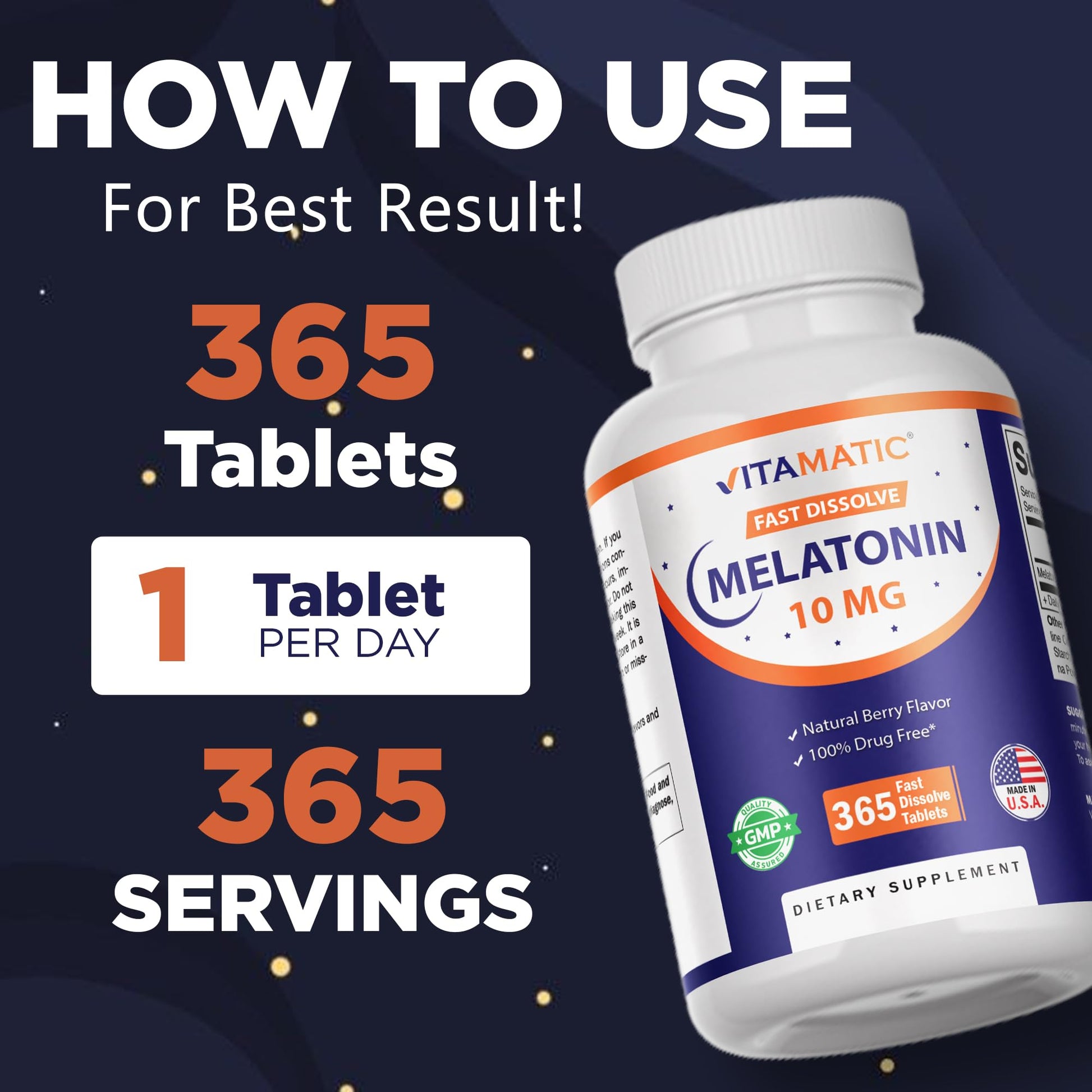 Vitamatic Melatonin 10 mg Fast Dissolve Tablets – Quick-Dissolving Sleep Support Supplement for Adults – Vegetarian, Non-GMO & Gluten-Free - PrimeBioHealth - canada supplements