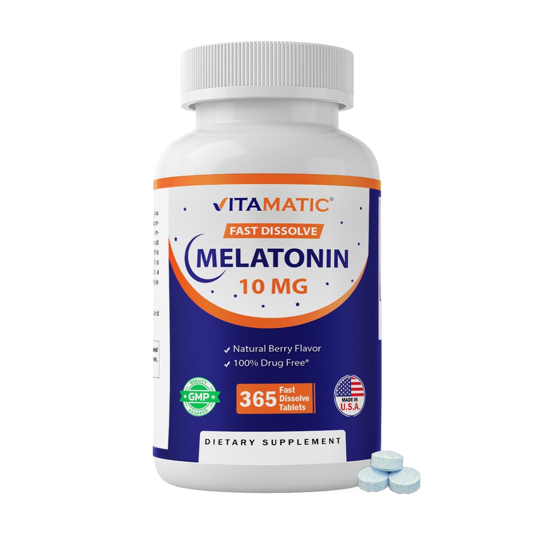 Vitamatic Melatonin 10 mg Fast Dissolve Tablets – Quick-Dissolving Sleep Support Supplement for Adults – Vegetarian, Non-GMO & Gluten-Free - PrimeBioHealth - canada supplements