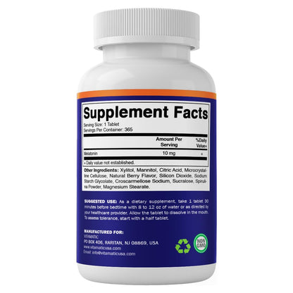 Vitamatic Melatonin 10 mg Fast Dissolve Tablets – Quick-Dissolving Sleep Support Supplement for Adults – Vegetarian, Non-GMO & Gluten-Free - PrimeBioHealth - canada supplements