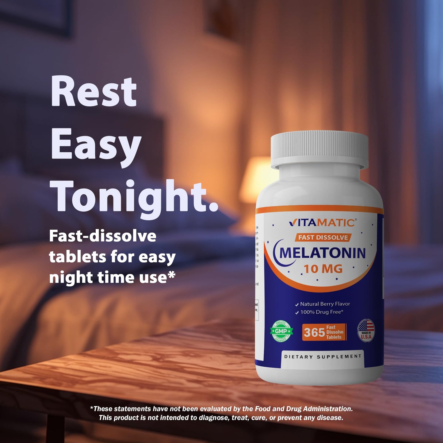 Vitamatic Melatonin 10 mg Fast Dissolve Tablets – Quick-Dissolving Sleep Support Supplement for Adults – Vegetarian, Non-GMO & Gluten-Free - PrimeBioHealth - canada supplements