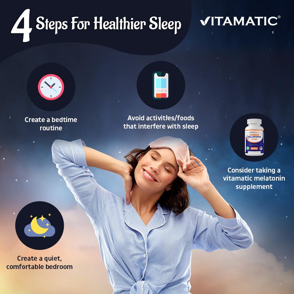 Vitamatic Melatonin 20mg for Sleep Support | Vegetarian, Non-GMO, Gluten Free | HIGH Potency 20 MG | Natural Berry Flavor 120 - PrimeBioHealth - canada supplements