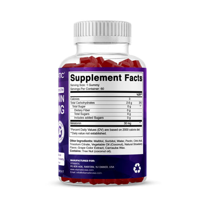 Vitamatic Sugar Free Melatonin 30mg per Gummy - 60 Servings - 60 Vegetarian Gummies - Non-Habit Forming Supplement (60 Count (Pack of 1)) - PrimeBioHealth - canada supplements