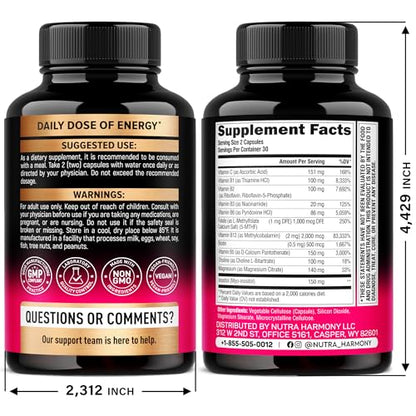 Vitamin B Complex for Men & Women - Riboflavin B2, B12, B1, B3, B5, B6, B7, B8, B9 | Vitamin C, Choline, Inositol - B-Complex Supplement - PrimeBioHealth - canada supplements