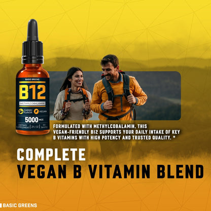 Vitamin B12 Sublingual Liquid Drops 5000 mcg – Vegan Methyl B-12 Supplement for Energy & Focus – B 12 Vitamin for Women & Men - PrimeBioHealth - canada supplements