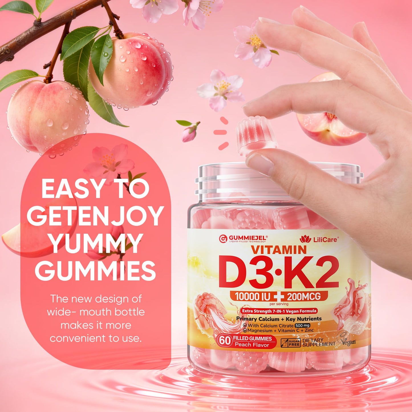 Vitamin D3 K2 Gummies 5000IU / 10,000 IU with 500mg Calcium + K2(MK-7) 200mcg, Magnesium, Vitamin C & Zinc, Extra Strength - Ultimate Absorbency for Bones - PrimeBioHealth - canada supplements