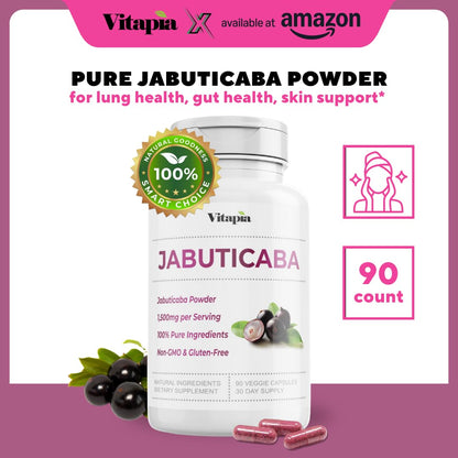 Vitapia Jabuticaba Fruit Powder Supplement for Antioxidant, Better Lung Health, Digestion, Immune Support - 1500mg Per Serving - 90 Vegan Capsules, Non-GMO, Gluten-Free - PrimeBioHealth - canada supplements