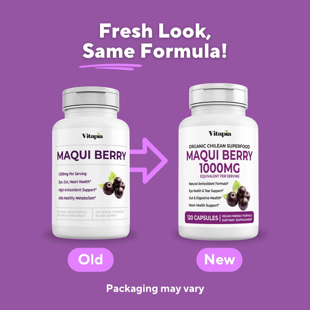 Vitapia Maqui Berry 1000mg - Maqui Berry Powder Supplement - Vegan Friendly, Non-GMO and Gluten-Free - 120 Veggie Capsules - PrimeBioHealth - canada supplements