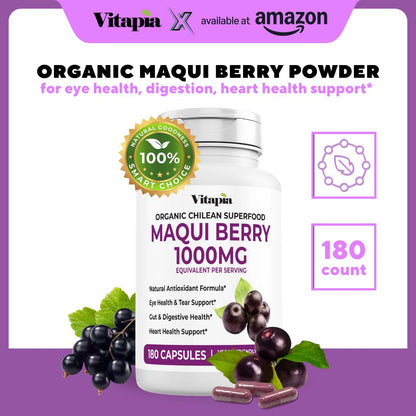Vitapia Maqui Berry 1000mg - Maqui Berry Powder Supplement - Vegan Friendly, Non-GMO and Gluten-Free - 120 Veggie Capsules - PrimeBioHealth - canada supplements