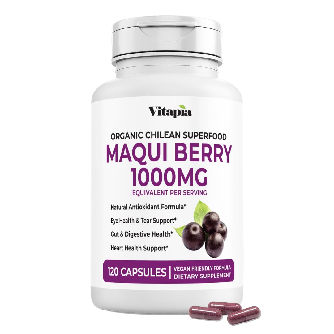 Vitapia Maqui Berry 1000mg - Maqui Berry Powder Supplement - Vegan Friendly, Non-GMO and Gluten-Free - 120 Veggie Capsules - PrimeBioHealth - canada supplements