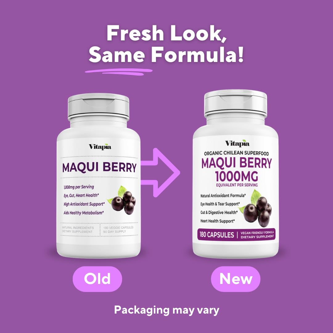 Vitapia Maqui Berry 1000mg - Maqui Berry Powder Supplement - Vegan Friendly, Non-GMO and Gluten-Free - 120 Veggie Capsules - PrimeBioHealth - canada supplements