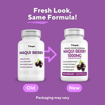 Vitapia Maqui Berry 1000mg - Maqui Berry Powder Supplement - Vegan Friendly, Non-GMO and Gluten-Free - 120 Veggie Capsules - PrimeBioHealth - canada supplements