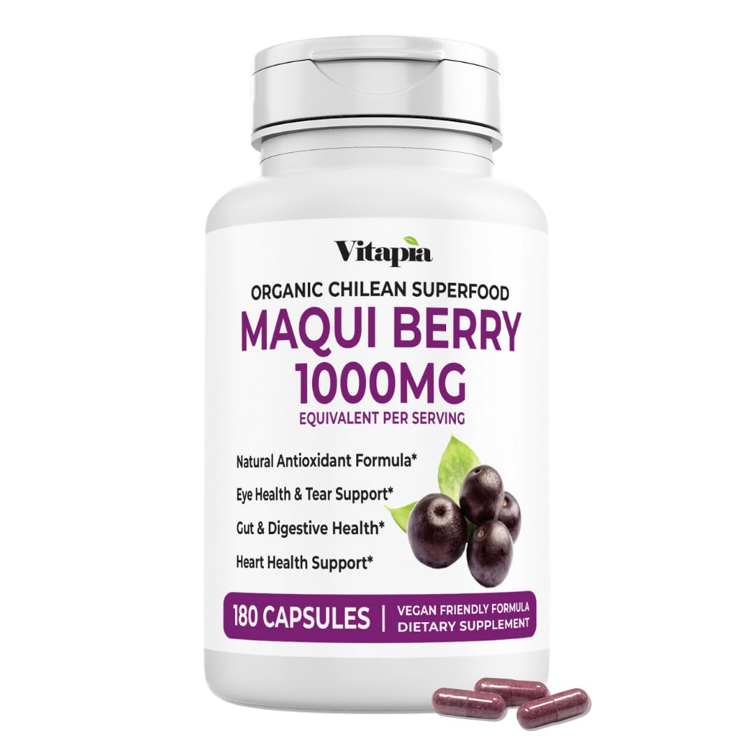 Vitapia Maqui Berry 1000mg - Maqui Berry Powder Supplement - Vegan Friendly, Non-GMO and Gluten-Free - 120 Veggie Capsules - PrimeBioHealth - canada supplements
