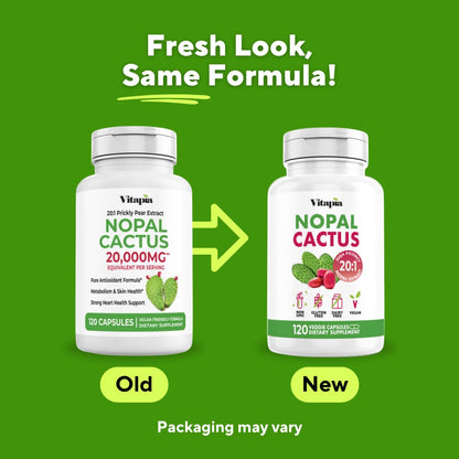 Vitapia Nopal Cactus Extract for Antioxidant, Skin, Metabolism, Wellness, Heart Health Support - 120 Veggie Capsules - Non GMO, Gluten Free Supplement - PrimeBioHealth - canada supplements