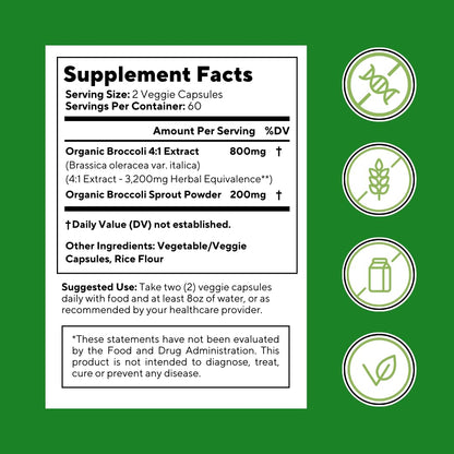 Vitapia Organic Broccoli Sprout & Broccoli Extract for Sulforaphane, Antioxidant, Brain, Skin, Heart Health Support - 120 Veggie Capsules - Non-GMO, Gluten-Free, Vegan-Friendly Supplement - PrimeBioHealth - canada supplements