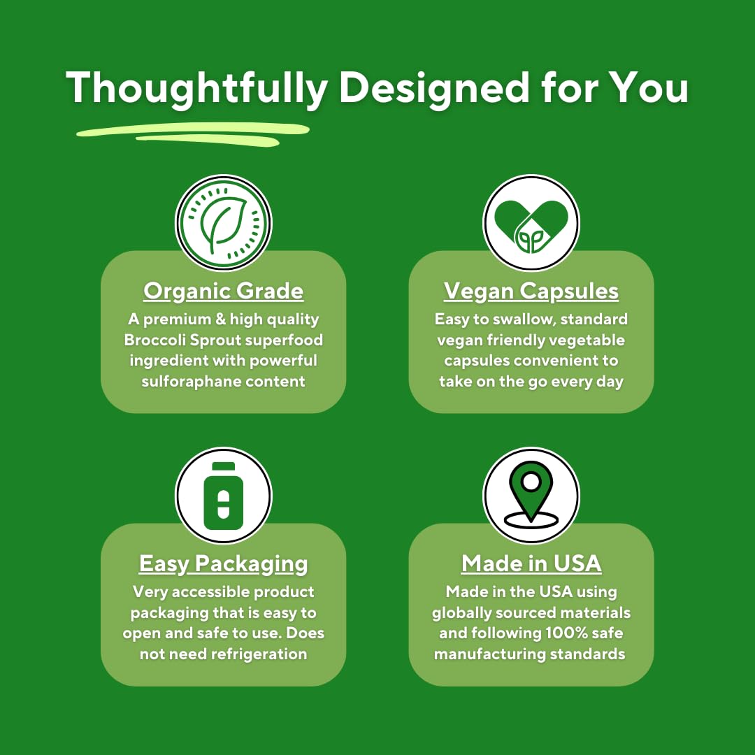 Vitapia Organic Broccoli Sprout & Broccoli Extract for Sulforaphane, Antioxidant, Brain, Skin, Heart Health Support - 120 Veggie Capsules - Non-GMO, Gluten-Free, Vegan-Friendly Supplement - PrimeBioHealth - canada supplements