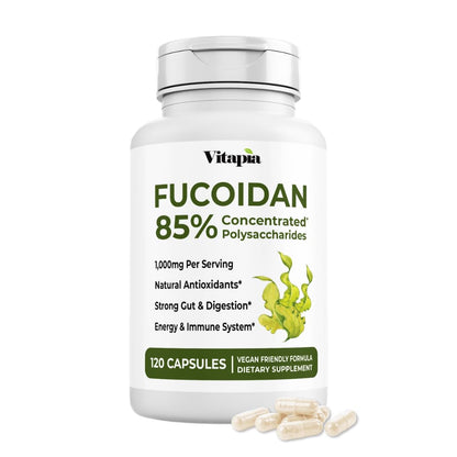 Vitapia Pure Fucoidan 85% Brown Seaweed Extract for Immune, Strong Cellular Health, Digestive Support - 1000mg Fucoidan Per Serving - 120 Veggie Capsules Non-GMO, Gluten-Free, Vegan-Friendly - PrimeBioHealth - canada supplements
