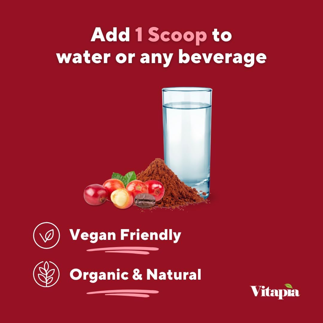 Vitapia Vitacoffee Caffeine Coffee Fruit Powder for Energy, Memory, Focus, Antioxidant, Metabolism, Skin Health Support - 100g & 33 Day Supply - Non-GMO, Gluten-Free, Vegan Supplement - PrimeBioHealth - canada supplements