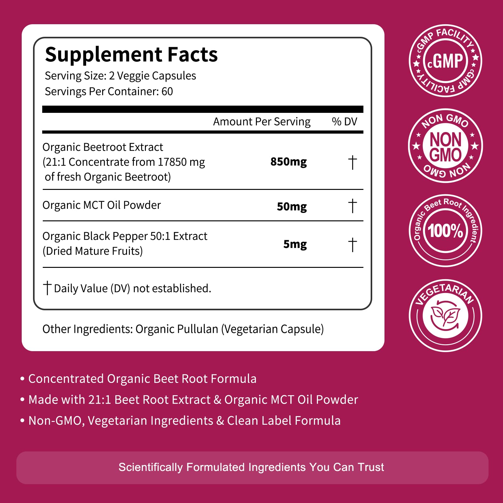Vitarevive Organic Beet Root Capsules with Beetroot Extract 17850mg 21:1 Concentrated Beetroot Supplement Supports Circulation and Nitric Oxide - PrimeBioHealth - canada supplements