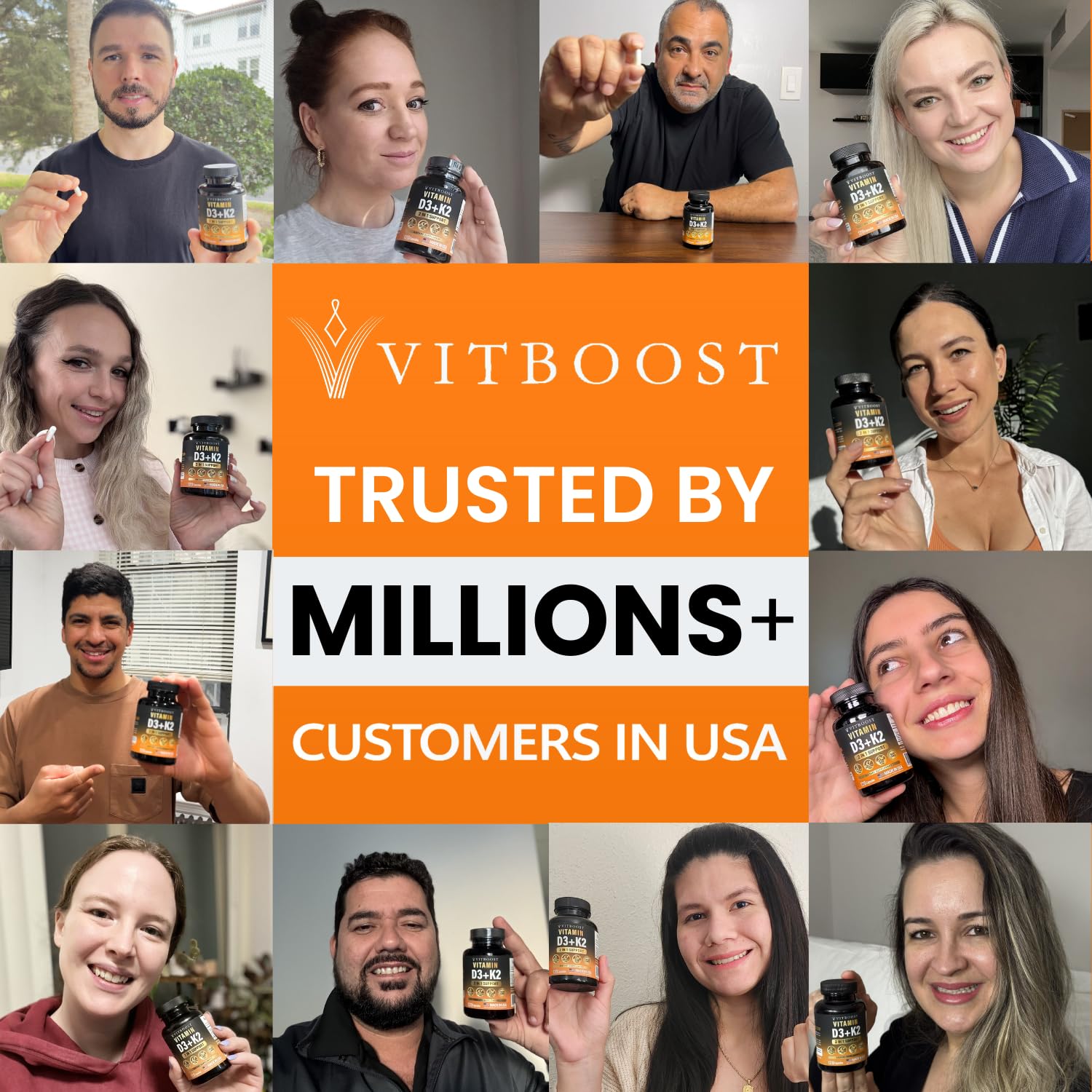 VITBOOST Vitamin D3 K2 Complex - Easy to Swallow - Vitamin D (D3) 5000 IU (125 mcg) & K2(MK-7) 90 mcg | Non-GMO | Gluten-Free - PrimeBioHealth - canada supplements