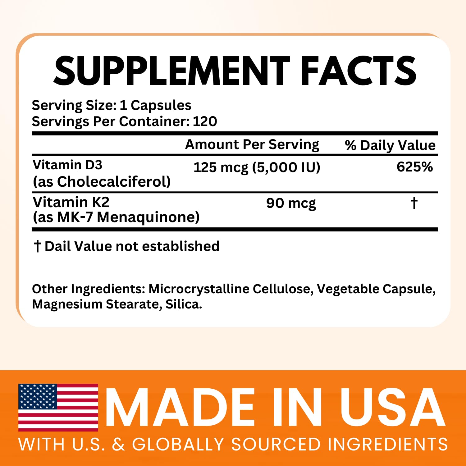 VITBOOST Vitamin D3 K2 Complex - Easy to Swallow - Vitamin D (D3) 5000 IU (125 mcg) & K2(MK-7) 90 mcg | Non-GMO | Gluten-Free - PrimeBioHealth - canada supplements