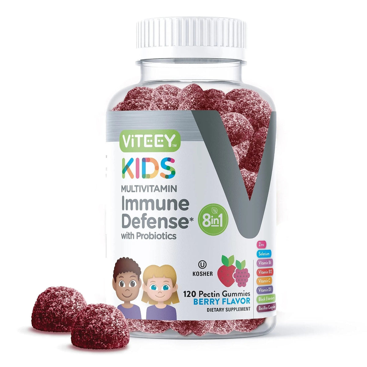 Viteey Kids Multivitamin Gummies with Probiotics - 8-1 Kids Vitamins for Immune Health Support with Vitamin C, D3, B12, B6 - PrimeBioHealth - canada supplements