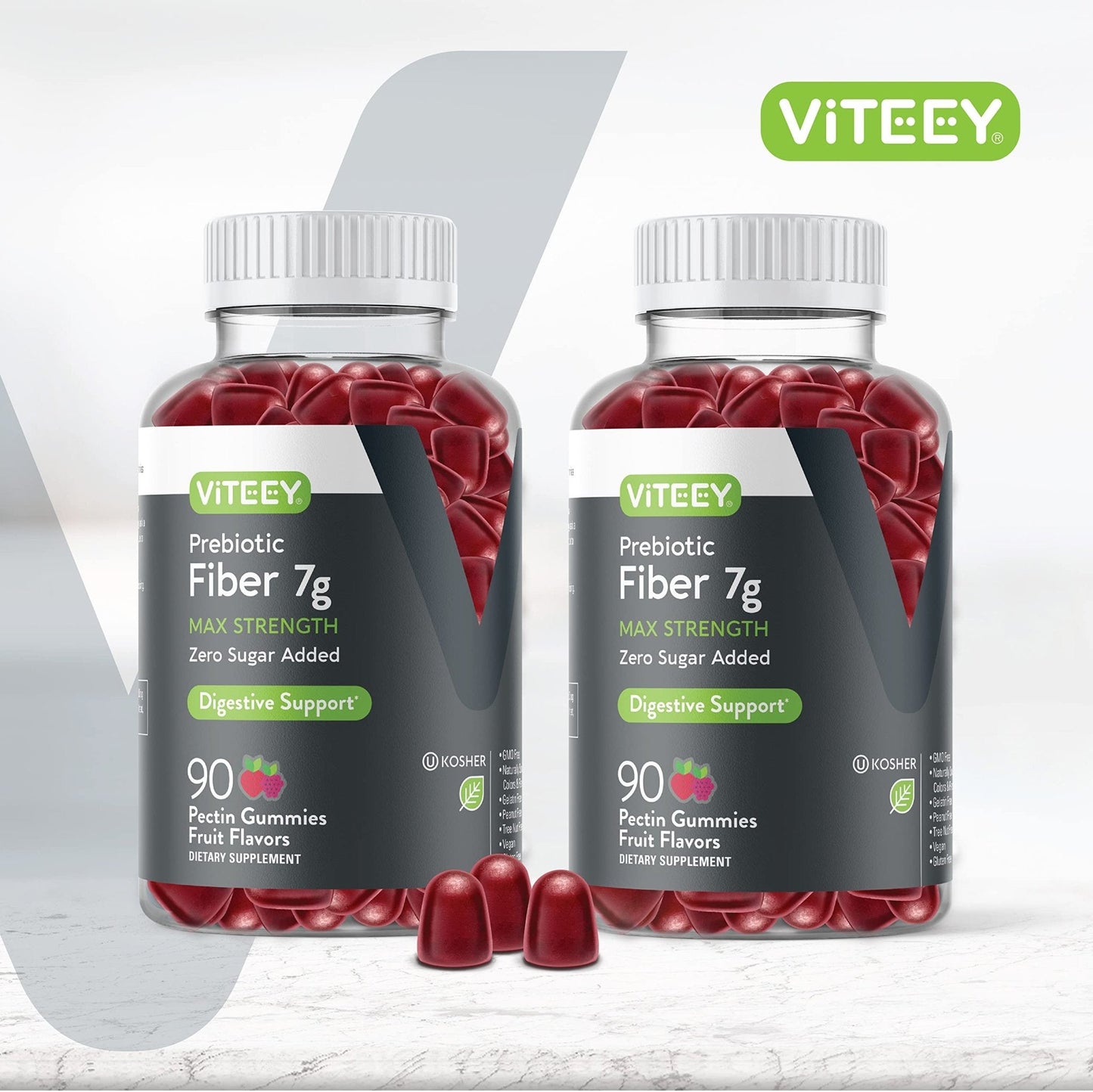 VITEEY Prebiotic Fiber Gummies for Adults, 7g - Gut Health & Digestive Soluble Fiber Supplement Gummies - Zero Sugar Added, Vegan, Gluten-Free - 180 Count - PrimeBioHealth - canada supplements