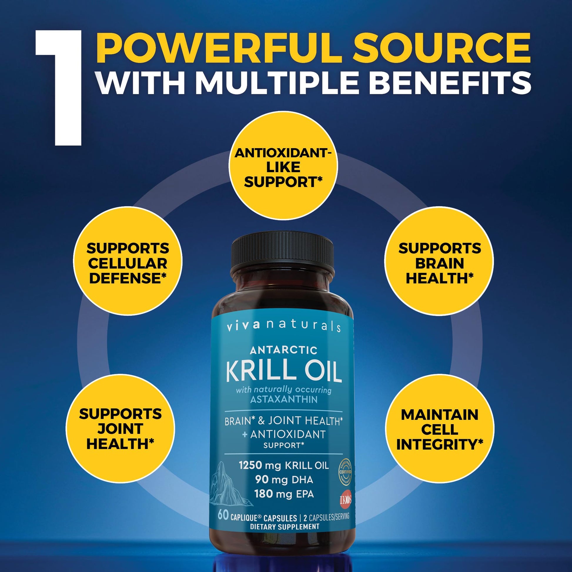 Viva Naturals Antarctic Krill Oil Omega 3 Supplements 1250 mg - DHA EPA Omega-3 & Astaxanthin Concentration for Joint Health, - PrimeBioHealth - canada supplements