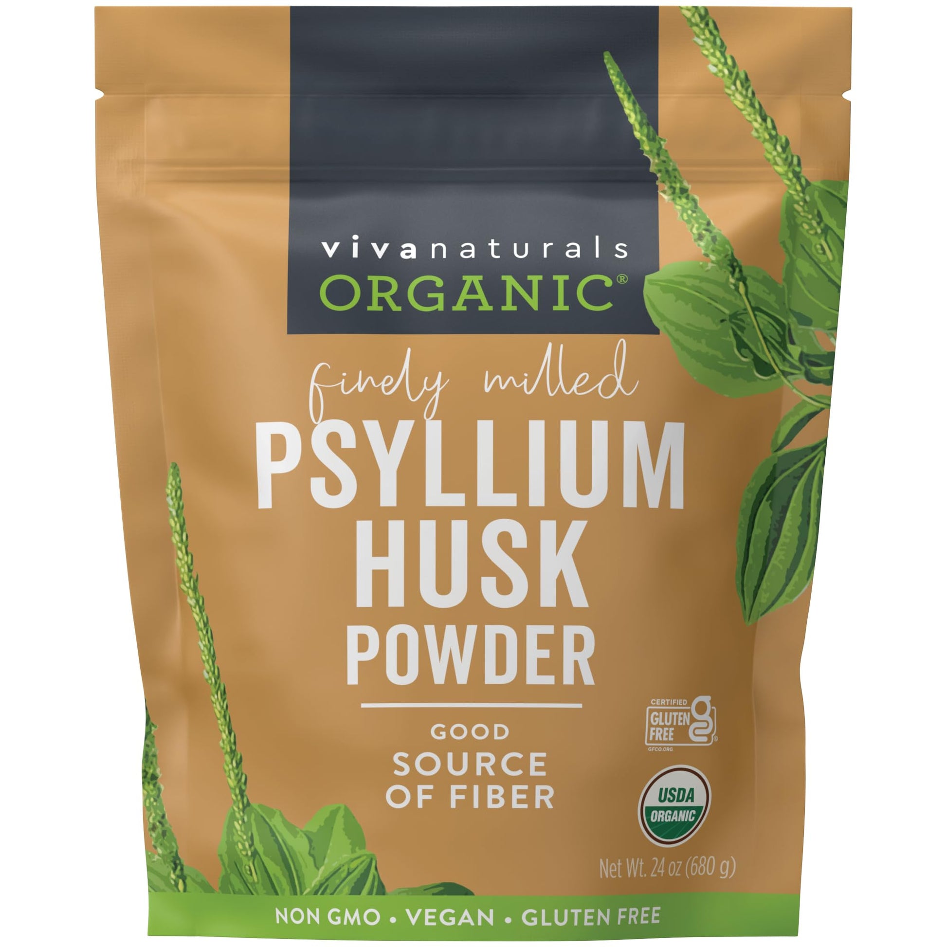 Viva Naturals Organic Psyllium Husk Powder, 24 oz – Finely Ground, Unflavored, Vegan, Keto, Paleo, Non-GMO Plant-Based Superfood, Good Source of Fiber for Gluten-Free Baking, Juices & Smoothies - PrimeBioHealth - canada supplements